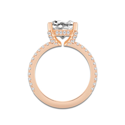 Myra 3 2/5 ctw Asscher Lab Grown Diamond Hidden Halo Engagement Ring 18K Rose Gold, D, VVS | IGI Certified, 3 ct Center
