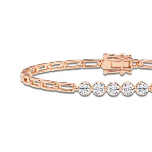 1 ctw Round Lab Grown Diamond Adjustable Five Stone Bracelet - 6 Inches 14K Rose Gold, DE, VS1