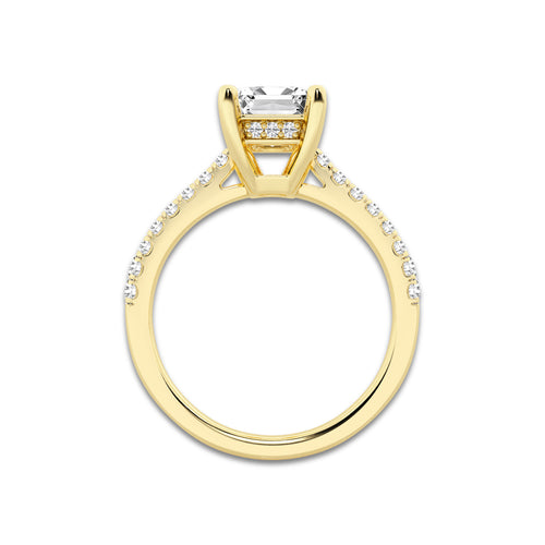 2.25 ctw Emerald Lab-Grown Diamond Hidden Halo Side Stone Engagement Ring in 18K Yellow Gold for Women | Colorless E, VS1 Clarity, IGI Certified 2.00 ct Center Diamond