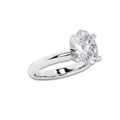 2.50 ctw Oval Lab-Grown Diamond Minimalist Engagement Ring in Platinum for Women | E Color, VS1 Clarity, IGI Certified