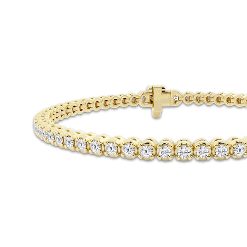2 ctw Round Lab Grown Diamond Four-Prong Tennis Bracelet - 6.5 Inches 14K Yellow Gold, DE, VS1