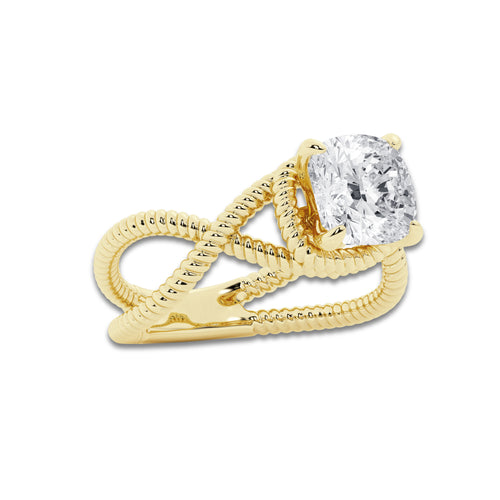 Isla 3 ctw Cushion Lab Grown Diamond Solitaire Engagement Ring 14K Yellow Gold, D, VVS | IGI Certified, 3 ct Center