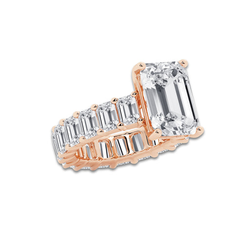 Eris 12 1/5 ctw Emerald Lab Grown Diamond Eternity Engagement Ring 14K Rose Gold, D, VVS | IGI Certified, 7 ct Center