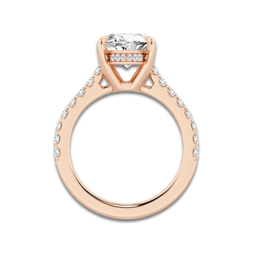 4.35 ctw Marquise Lab-Grown Diamond Hidden Halo Side Stone Engagement Ring in 18K Rose Gold for Women | Colorless E, VS1 Clarity, IGI Certified 4.00 ct Center Diamond