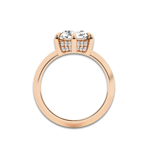 Amina 2 1/3 ctw Dutch Marquise Lab Grown Diamond Vintage Double Row Hidden Halo Engagement Ring 14K Rose Gold, EF, VS2 | IGI Certified, 2 ct Center