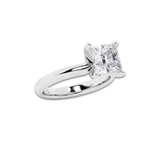 2.50 ctw Princess Lab-Grown Diamond Minimalist Engagement Ring in Platinum for Women | D Color, VVS1 Clarity, IGI Certified