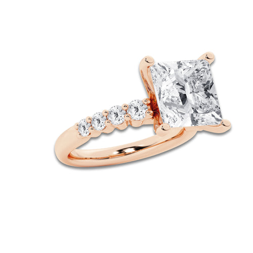 8.66 Ct Princess Lab-Grown Diamond Half Eternity Engagement Ring in 14K Rose Gold for Female, Colorless (D), VVS1 Clarity | IGI Certified, 8.00 Ct Center Diamond