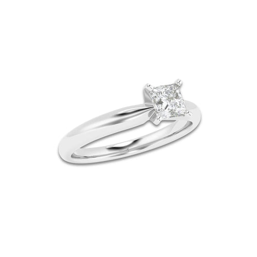 1.00 ctw Princess Lab-Grown Diamond Minimalist Engagement Ring in 14K White Gold for Women | E Color, VS1 Clarity, IGI Certified