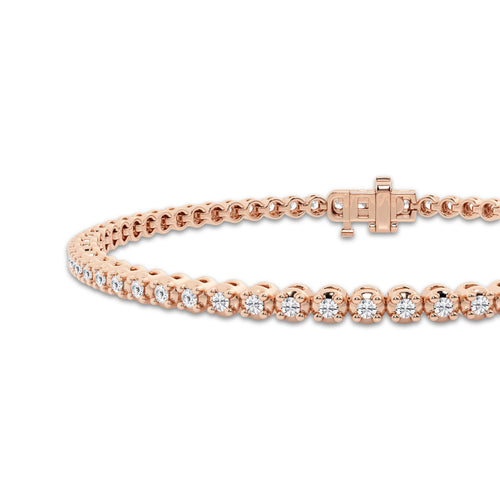 1 ctw Round Lab Grown Diamond Four-Prong Tennis Bracelet - 7.5 Inches 14K Rose Gold, DE, VS1