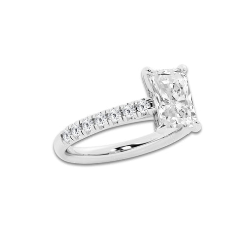 2.41 ctw Radiant Lab-Grown Diamond Pave Engagement Ring in 14K White Gold for Women | D Color, VVS1 Clarity, IGI Certified 2.00 ct Center Diamond
