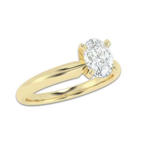 1.00 ctw Oval Lab-Grown Diamond Minimalist Engagement Ring in 14K Yellow Gold for Women | E Color, VS1 Clarity, IGI Certified