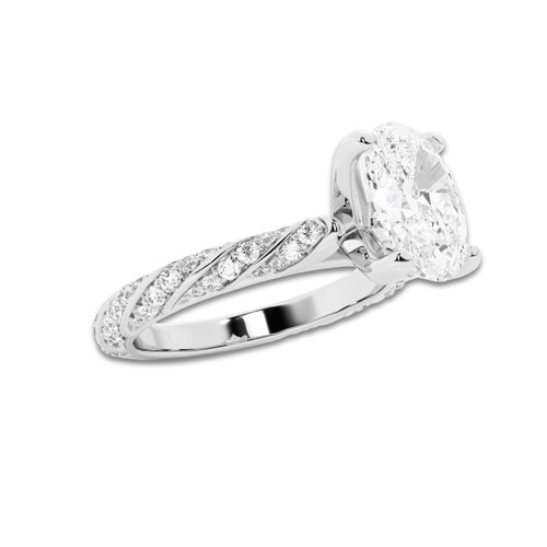 1.94 ctw Oval Lab-Grown Diamond Twisted Band Engagement Ring in Platinum for Women | Colorless E, VS1 Clarity, IGI Certified 1.50 ct Center Diamond
