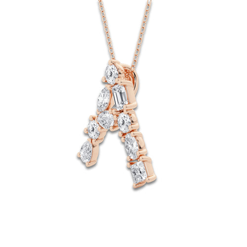 1 3/4 ctw Mosaic Multi-Shape Initial A Pendant 14K Rose Gold, DE, VS1
