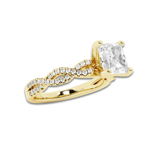 8.29 ctw Asscher Lab-Grown Diamond Twisted Shank Engagement Ring in 14K Yellow Gold for Women | D Color, VVS1 Clarity, IGI Certified 8.00 ct Center Diamond