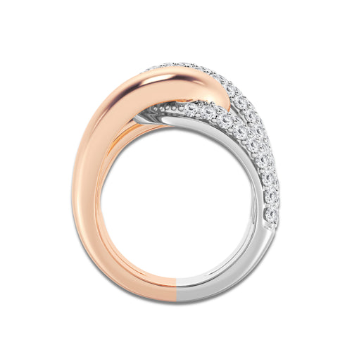 Amp 2 ctw Round Lab Grown Diamond Twist Band 14K Two-Tone White & Rose Gold, DE, VS1