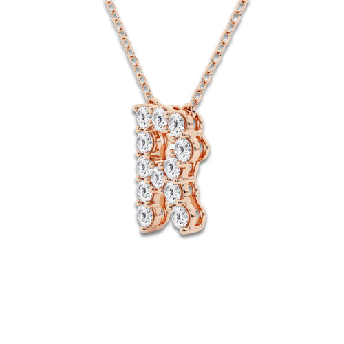 2/5 ctw Round Lab Grown Diamond Initial R Personalized Pendant 14K Rose Gold, DE, VS1