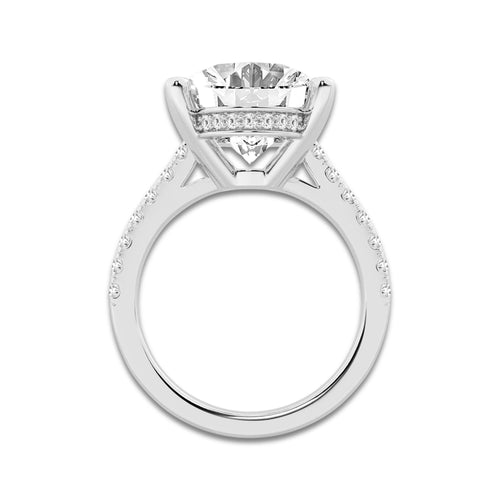 8.45 ctw Oval Lab-Grown Diamond Hidden Halo Side Stone Engagement Ring in 18K White Gold for Women | Colorless E, VS1 Clarity, IGI Certified 8.00 ct Center Diamond