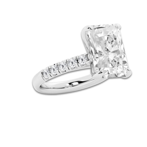 8.55 ctw Radiant Lab-Grown Diamond Pave Engagement Ring in Platinum for Women | D Color, VVS1 Clarity, IGI Certified 8.00 ct Center Diamond