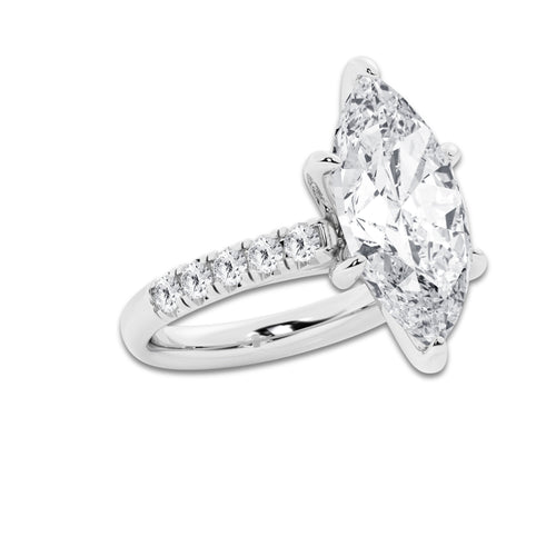7.55 ctw Marquise Lab-Grown Diamond Pave Engagement Ring in 14K White Gold for Women | D Color, VVS1 Clarity, IGI Certified 7.00 ct Center Diamond