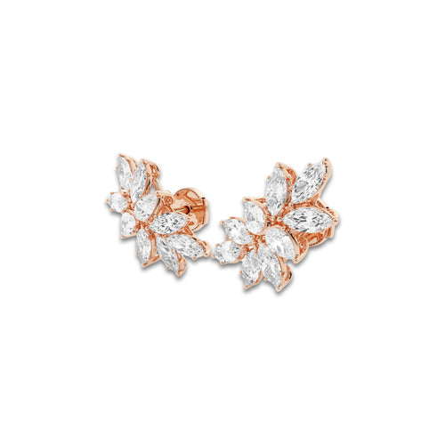 4 ctw Pear & Marquise Lab Grown Diamond Cluster Earrings 18K Rose Gold, DE, VS1