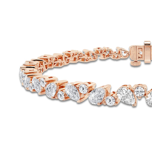 4 1/2 ctw Round and Pear Lab Grown Diamond Alternating Bracelet - 6 Inches 14K Rose Gold, DE, VS1