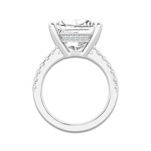 6.37 ctw Princess Lab-Grown Diamond Hidden Halo Side Stone Engagement Ring in 18K White Gold for Women | Colorless D, VVS1 Clarity, IGI Certified 6.00 ct Center Diamond