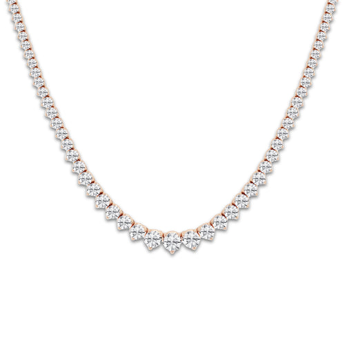 10 ctw Round Lab Grown Diamond Graduated Riviera Necklace 14K Rose Gold, DE, VS1