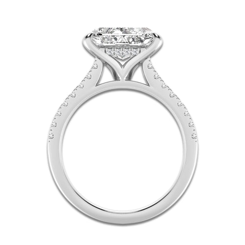 Angie 3 1/4 ctw Radiant Lab Grown Diamond Side Stone Engagement Ring 14K White Gold, D, VVS | IGI Certified, 3 ct Center