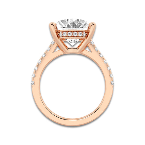 6.44 ctw Oval Lab-Grown Diamond Hidden Halo Side Stone Engagement Ring in 18K Rose Gold for Women | Colorless D, VVS1 Clarity, IGI Certified 6.00 ct Center Diamond