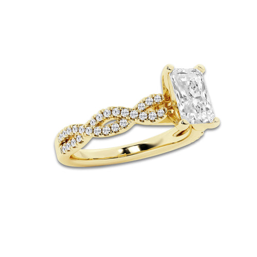 1.25 ctw Radiant Lab-Grown Diamond Twisted Shank Engagement Ring in 14K Yellow Gold for Women | D Color, VVS1 Clarity, IGI Certified 1.00 ct Center Diamond