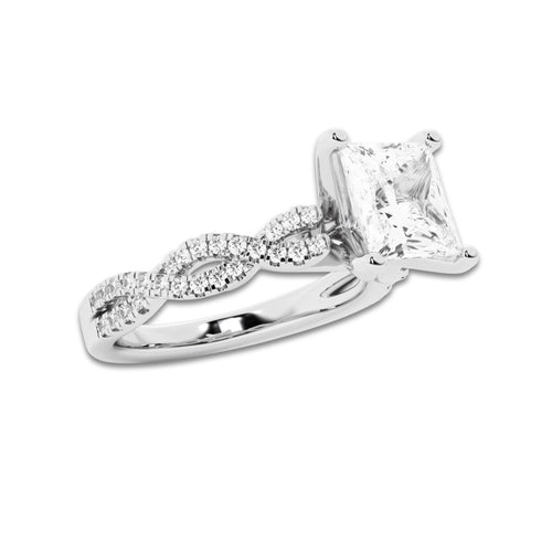 1.75 ctw Princess Lab-Grown Diamond Twisted Shank Engagement Ring in Platinum for Women | E Color, VS1 Clarity, IGI Certified 1.50 ct Center Diamond