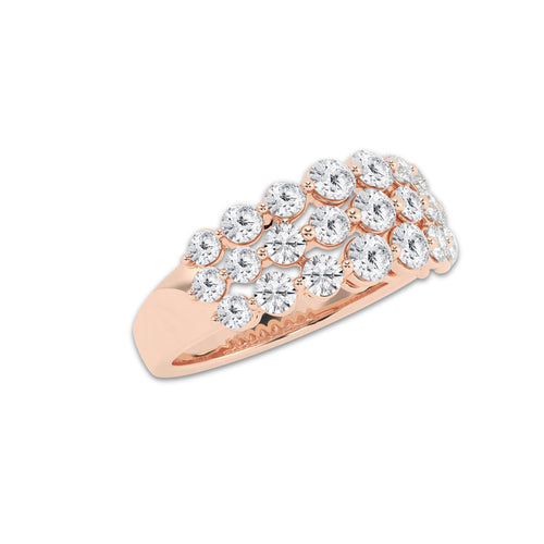 Triolet 1 1/2 ctw Round Lab Grown Diamond Floating Three Row Band 14K Rose Gold, DE, VS1
