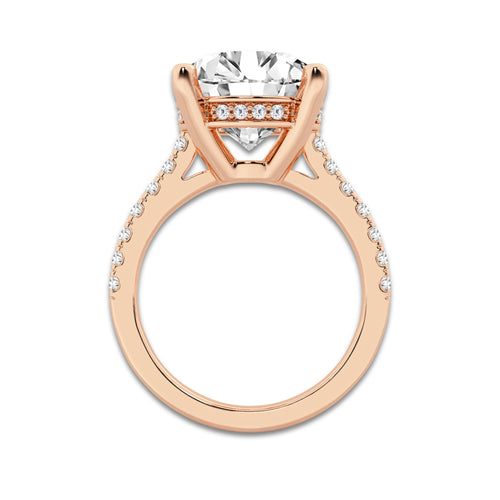 6.40 ctw Round Lab-Grown Diamond Hidden Halo Side Stone Engagement Ring in 18K Rose Gold for Women | Colorless D, VVS1 Clarity, IGI Certified 6.00 ct Center Diamond