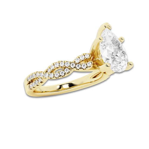 8.29 ctw Pear Lab-Grown Diamond Twisted Shank Engagement Ring in 14K Yellow Gold for Women | D Color, VVS1 Clarity, IGI Certified 8.00 ct Center Diamond