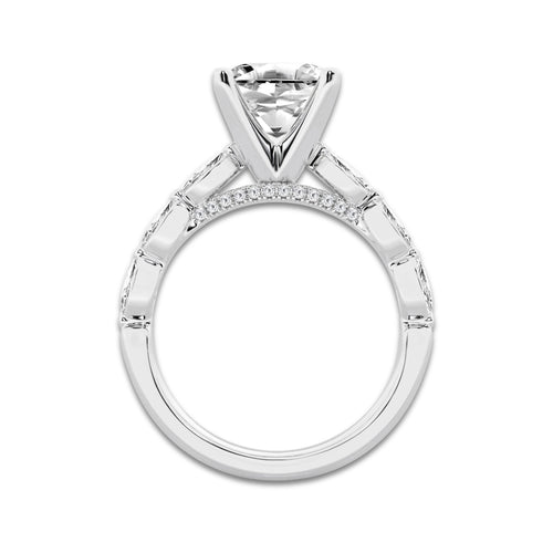 6.48 ctw Asscher Lab-Grown Diamond Marquise Side Stone Engagement Ring in Platinum for Women | Colorless E, VS1 Clarity, IGI Certified 6.00 ct Center Diamond