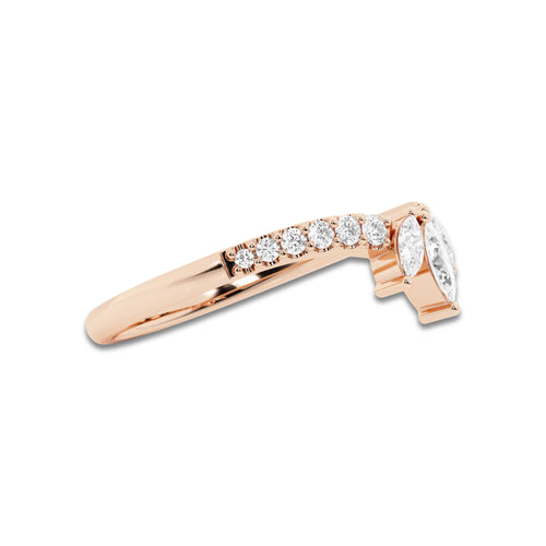 Surreal 2/5 ctw Round and Marquise Lab Grown Diamond Chevron Stackable Ring 14K Rose Gold, DE, VS1