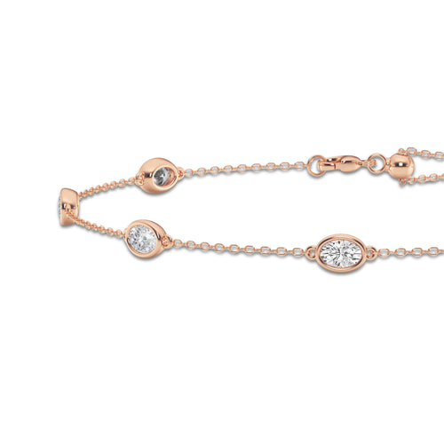1 3/4 ctw Oval Lab Grown Diamond Anklet 14K Rose Gold, DE, VS1