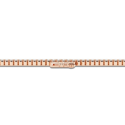 3 ctw Emerald Lab Grown Diamond Single Station Tennis Bracelet - 7 Inches 14K Rose Gold, DE, VS1 | 1/3 ct Center