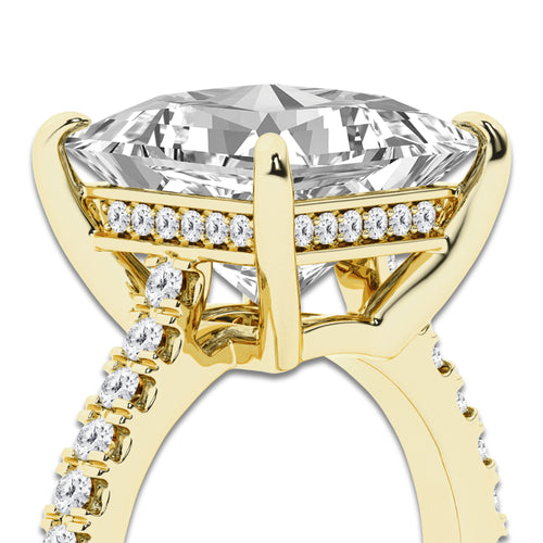 4.35 ctw Princess Lab-Grown Diamond Hidden Halo Side Stone Engagement Ring in 18K Yellow Gold for Women | Colorless D, VVS1 Clarity, IGI Certified 4.00 ct Center Diamond