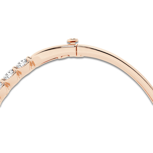 5 ctw Round Lab Grown Diamond Bangle Bracelet - 7 Inches 14K Rose Gold, DE, VS1