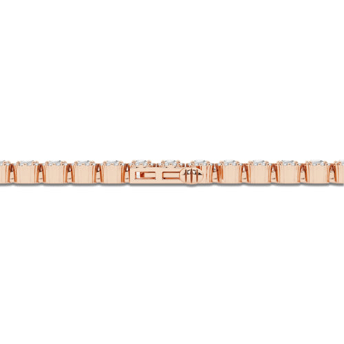 7 1/5 ctw Emerald Lab Grown Diamond Halo Bracelet - 7 Inches 14K Rose Gold, DE, VS1