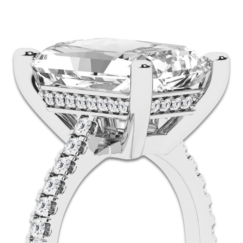 8.48 ctw Radiant Lab-Grown Diamond Hidden Halo Side Stone Engagement Ring in 18K White Gold for Women | Colorless D, VVS1 Clarity, IGI Certified 8.00 ct Center Diamond