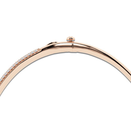 näas Bombë 1 ctw Round Lab Grown Diamond Pave Bangle Bracelet 14K Rose Gold 6 Inches 14K Rose Gold, DE, VS1