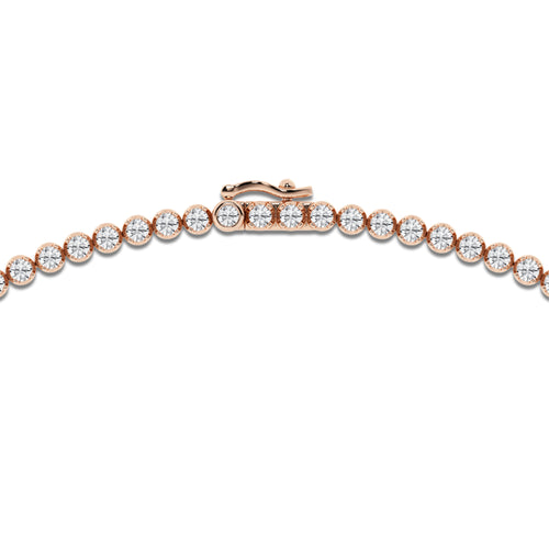 10 ctw Emerald Lab Grown Diamond Single Station Tennis Necklace 14K Rose Gold, DE, VS1 | 3/4 ct Center