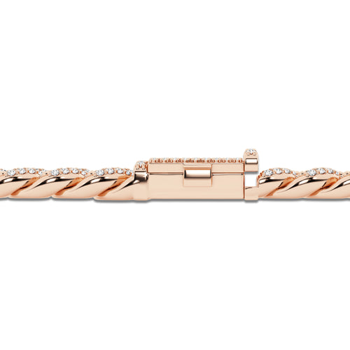 1 7/8 ctw Round Lab Grown Diamond Cuban Link Bracelet - 6 Inches 14K Rose Gold, DE, VS1