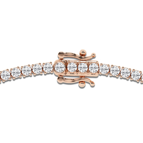 11 ctw Round Lab Grown Diamond Four-Prong Tennis Necklace 14K Rose Gold, DE, VS1