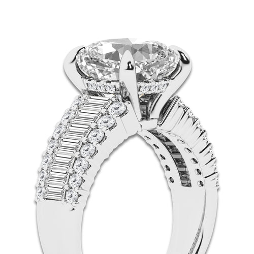 4 1/3 ctw Cushion Lab Grown Diamond Hidden Halo Engagement Ring Platinum, D, VVS | 3 ct Center
