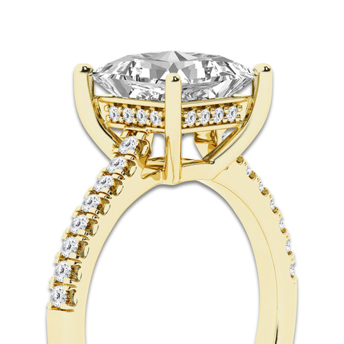 2.78 ctw Princess Lab-Grown Diamond Hidden Halo Side Stone Engagement Ring in 18K Yellow Gold for Women | Colorless D, VVS1 Clarity, IGI Certified 2.50 ct Center Diamond