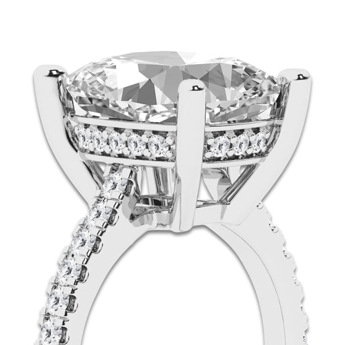 7.46 ctw Elongated Cushion Lab-Grown Diamond Hidden Halo Side Stone Engagement Ring in Platinum for Women | Colorless D, VVS1 Clarity, IGI Certified 7.00 ct Center Diamond