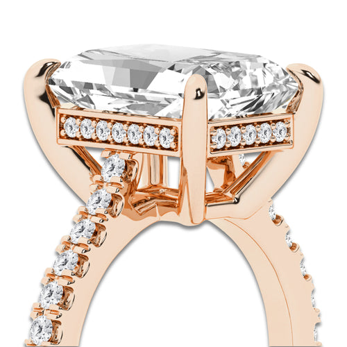 4.35 ctw Radiant Lab-Grown Diamond Hidden Halo Side Stone Engagement Ring in 18K Rose Gold for Women | Colorless E, VS1 Clarity, IGI Certified 4.00 ct Center Diamond